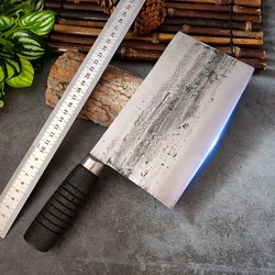 Traditional Cooking Tools Chinese Kitchen Knife With Wooden Handle High Carbon Forged Kitchen Slicing Broad Butcher Knife Tools