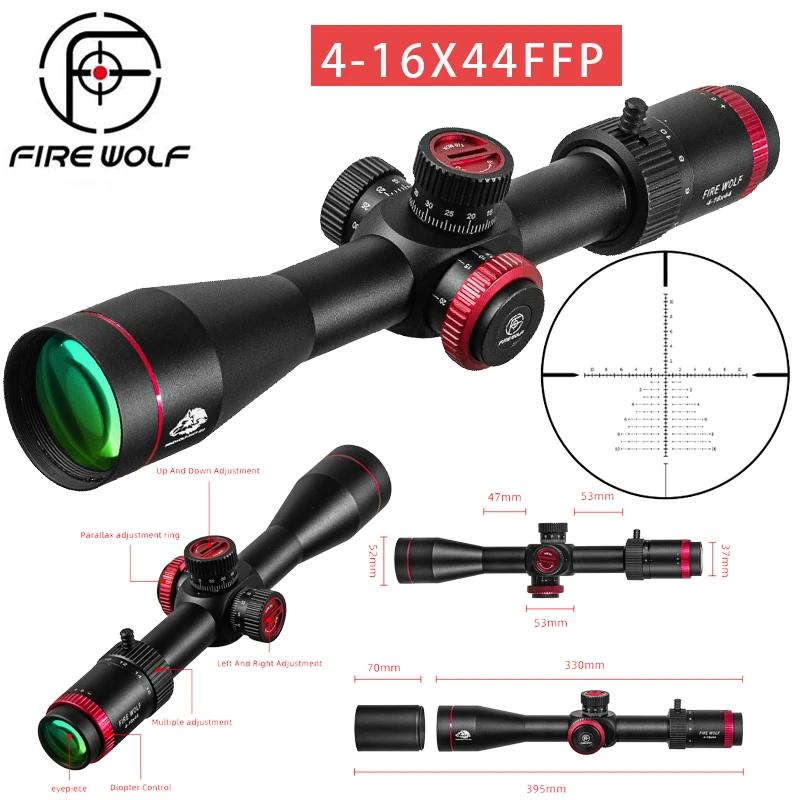 

FIRE WOLF QZ 4-16X44 FFP Hunting Optical sight Sniper Riflescope Tactical Airsoft accessories Spotting scope for rifle hunting