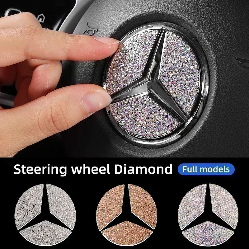 Car Steering Wheel Emblem Crystal Diamond Sticker For Mercedes Benz A B C E Class GLA CLA GLC GLK GLE Series Accessories