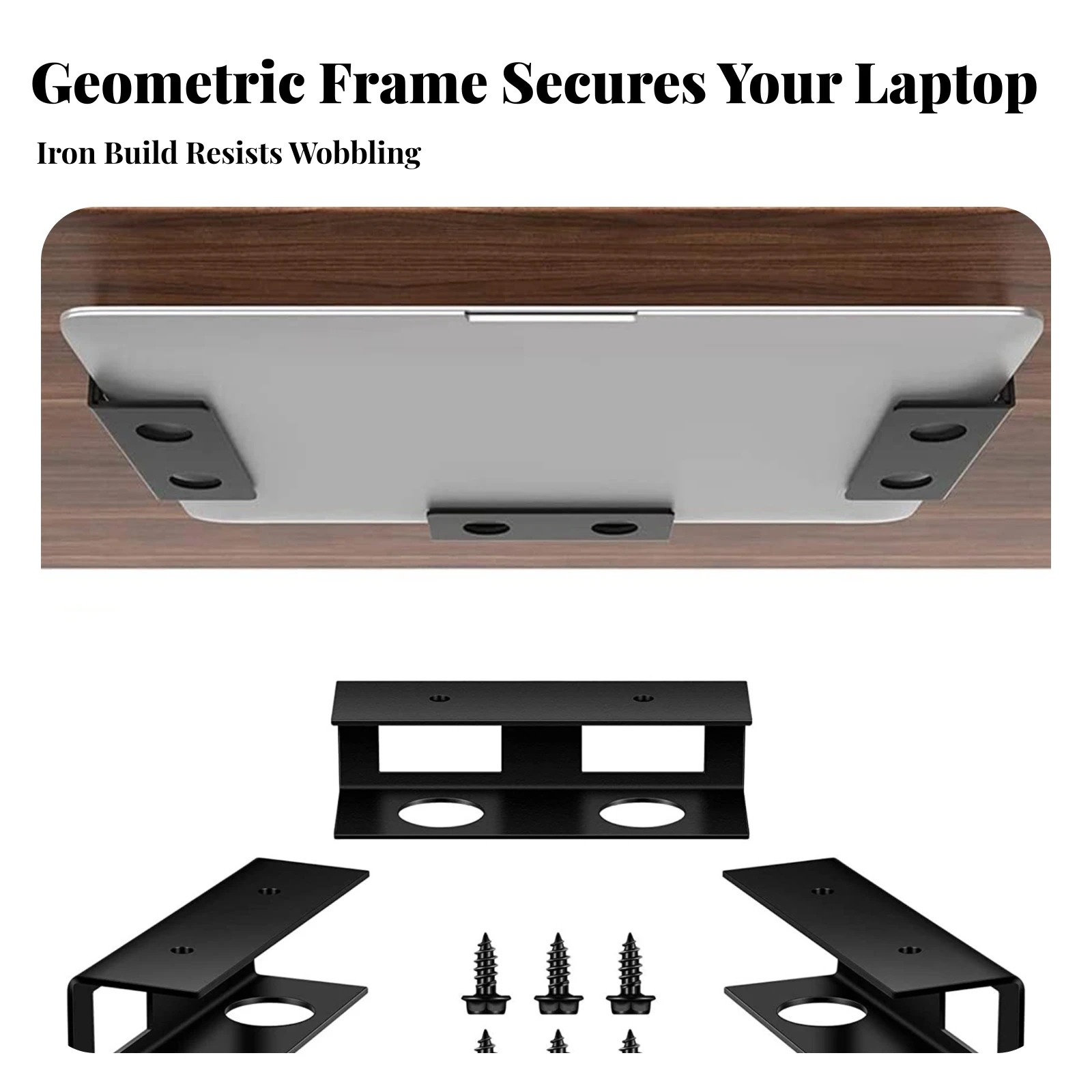 Under-Desk Laptop Storage Bracket Secure Under-Desk Laptop Mount with Screws Easy to Install Sturdy for Home Office, Study