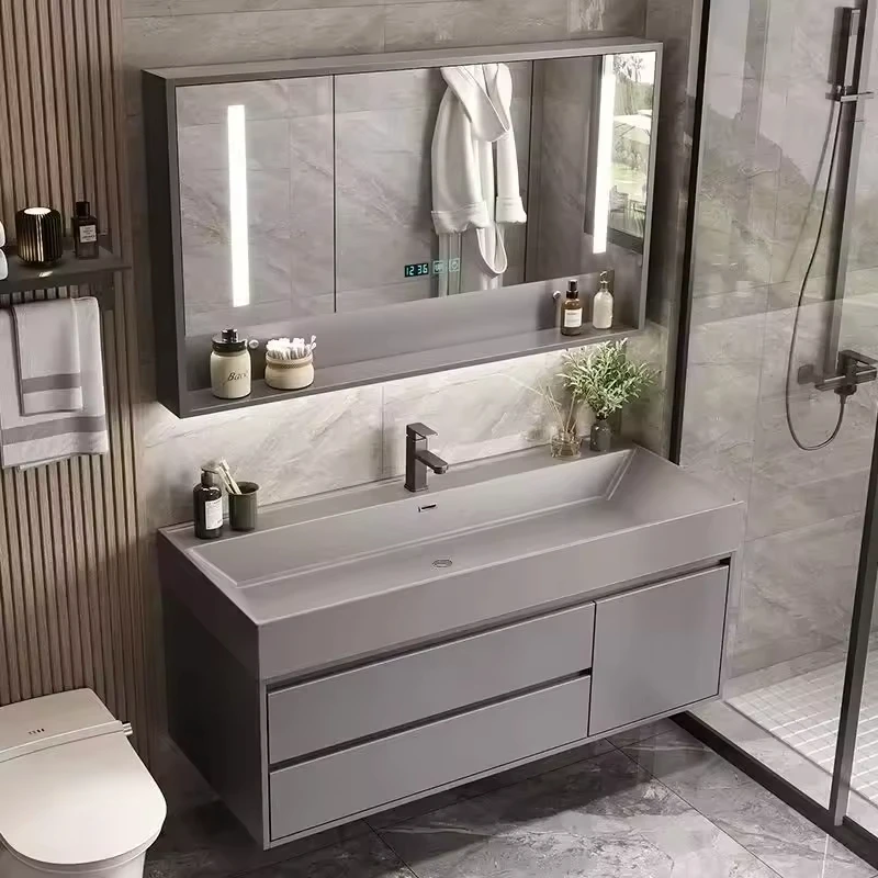 Modern Free Standing Bathroom Vanity With Smart Mirror Customizable Material 24 84 Inch Cabinet With Drawers Storage