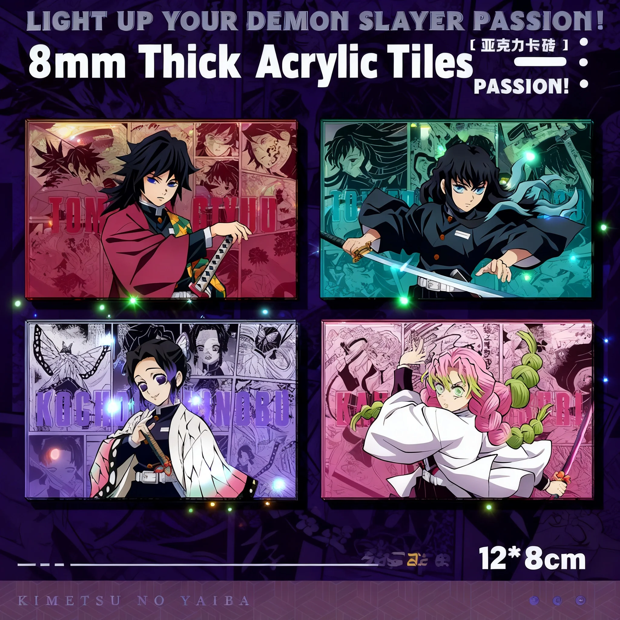 Bloque de Acrílico con Diseño de Anime Demon Slayer, Tanjiro Kamado, Shinobu Kocho, Sanemi Shinazugawa, Mercancía de Anime