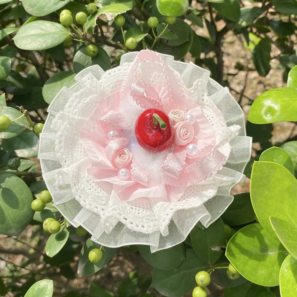 AENSOA Sommer Rosa Serie Kuchen Lolita Haarnadel Für Frauen Mädchen Delikatesse Kirsche Spitze Rand Bowknot Dekoration Haar Zubehör Neue – Detail 5