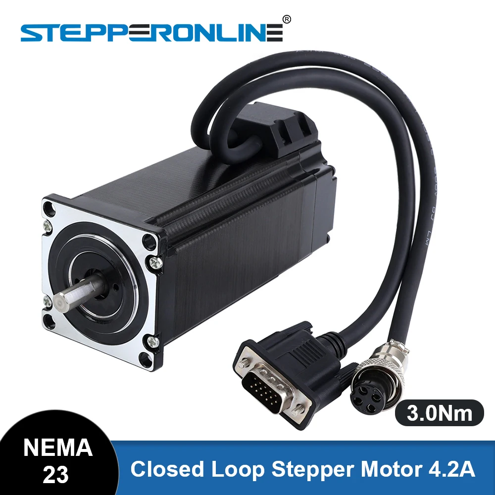 STEPPERONLINE Nema 23 Closed Loop Stepper Motor 3Nm 57X138mm Nema23 425oz.in Servo Motor Encoder 1000CPR