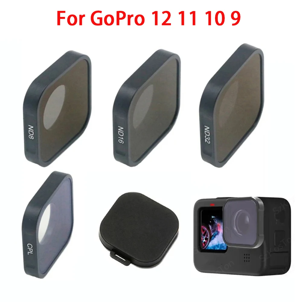 Kit de Filtros de Lente UV CPL ND8/16/32, Color Rojo y Negro, Polarizado, Vidrio Óptico HD, Accesorios para Lentes de Cámara GoPro Hero 13 12 11 10 9