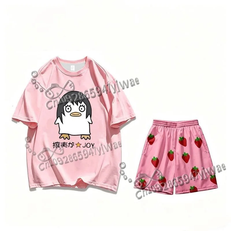 Pink Strawberry Tshirt Shorts 2026 Kid Clothes Anime GINTAMA Sakata Gintoki Cosplay Costume Unisex Party Kid Short Pants 2 Piece