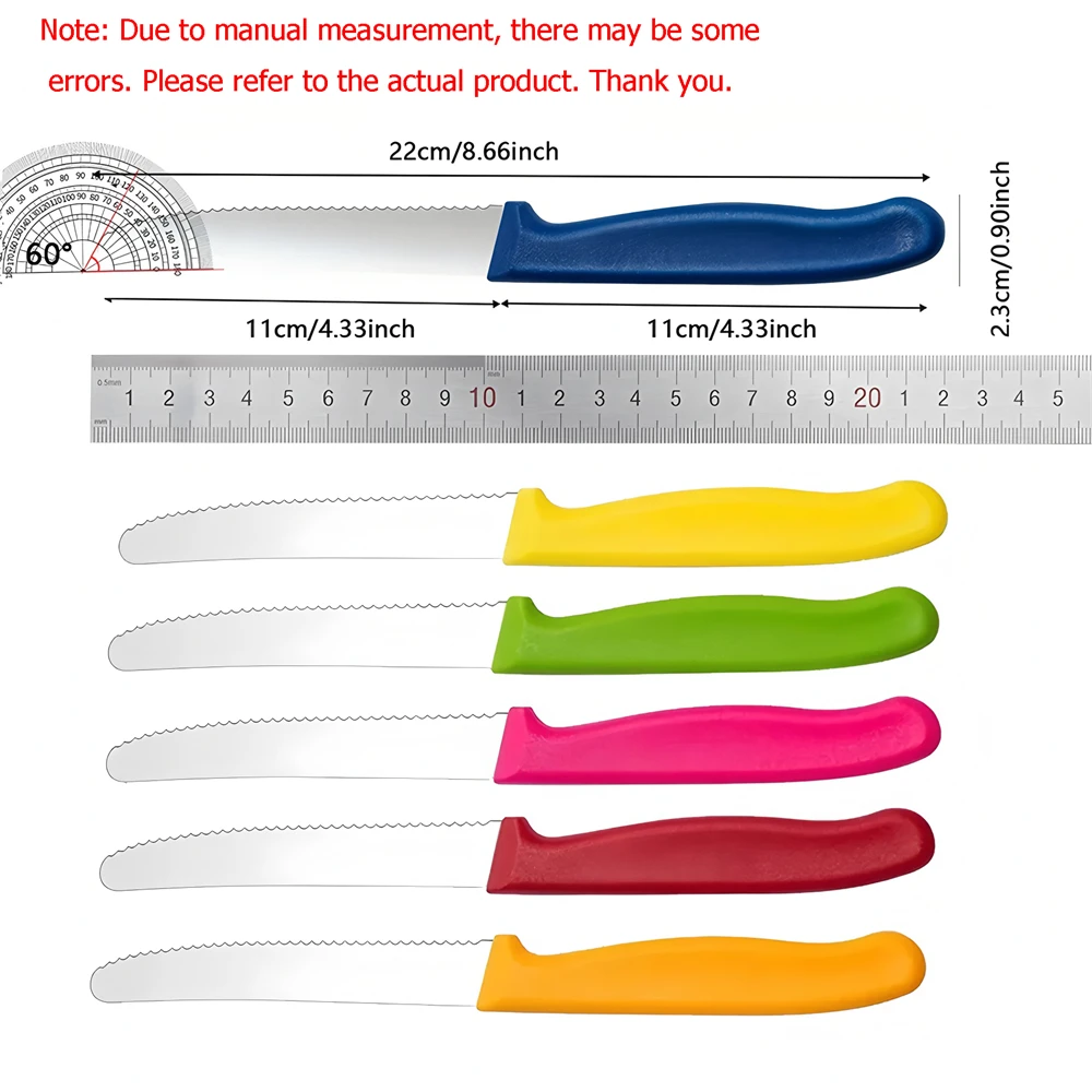6/12PCS,Serrated Steak knife Round Tip Fruit And Vegetable Paring Baking Toast Serrated Bread Knives Kitchen Stuff Baking Tools
