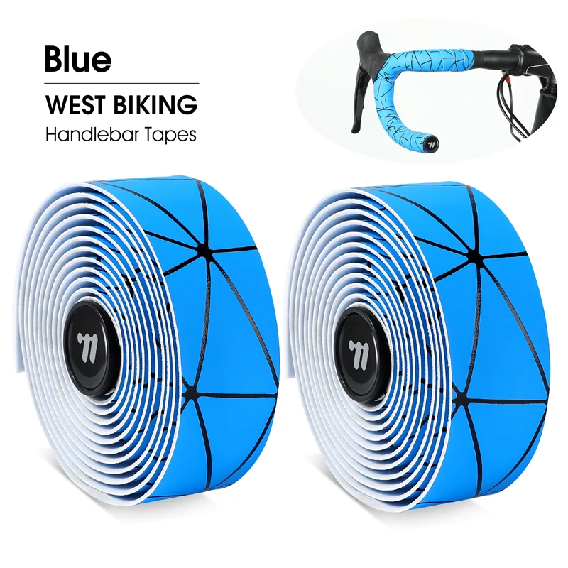 WEST BIKING Fahrradlenkerband, weiches EVA-PU-Fahrradlenkerband, professionelles Radfahren, Dämpfung, Anti-Vibrations-Wrap mit 2-Bar-Steckern