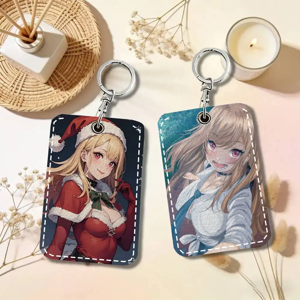 Marin Kitagawa Card Case Keychain Access Card Bag Key Tag Ring Leather Card Holder Key Ring Access
