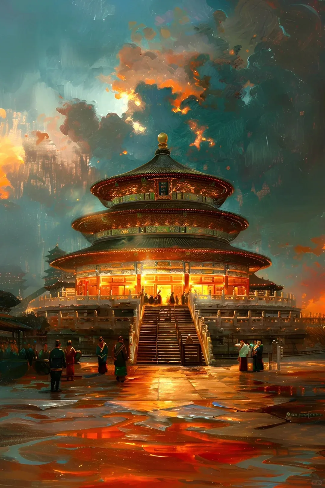 1000PCS Temple of Heaven Sunset Jigsaw Puzzle, Chinese Ancient Architecture, Educational Games Colorful Puzzles Gifts Home Decor