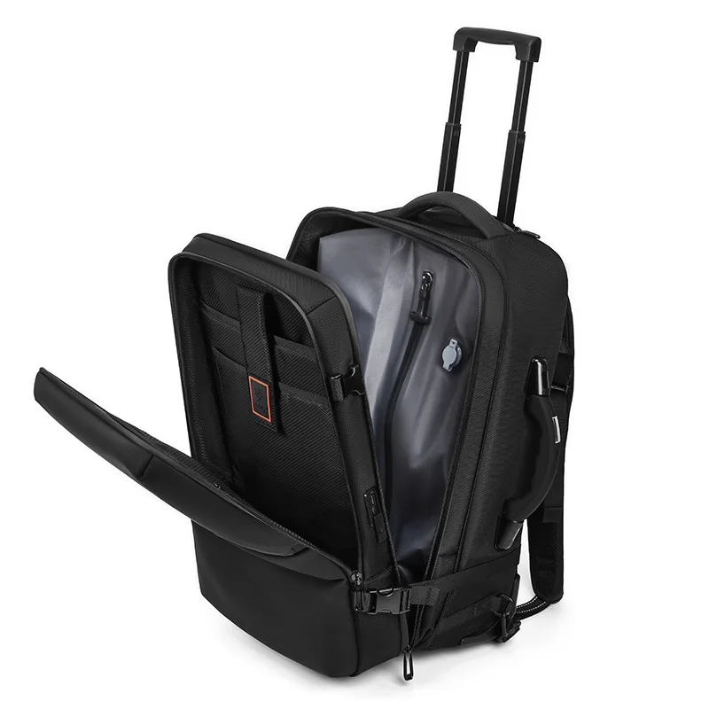 Trolley Bag With Roller Large Capacity Travel Duffel Bag Duffel Bag, Multifunctional Rolling Backpack Portable Business Backpack