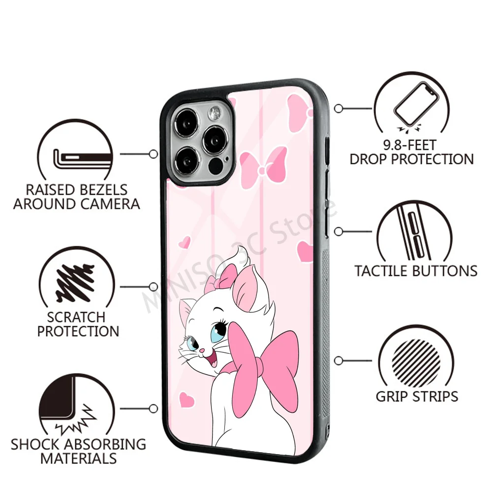 Cartoon Phone Case Strong Magnetic For IPhone 15 14 13 Pro Max 11 12 Mini M-Maries Cat For Magsafe