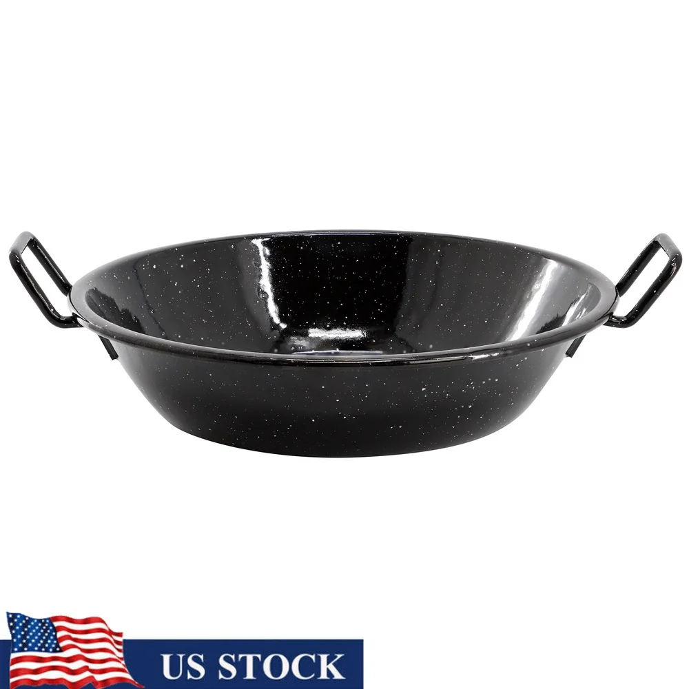 

Enameled Steel Paella Pan 9.5 Inch Nonstick Rust Stain Resistant Kitchen Essential with Side Handles Easy Clean Cooking Tool