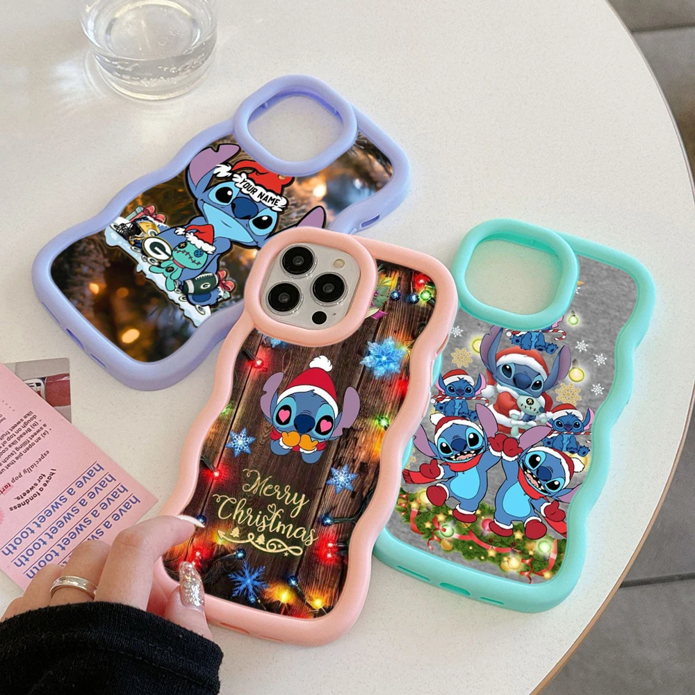 Samsung A04 A04E A05S A06 A14 A54 A15 A25 A35 A55 Soft Phone Case Macaron Big wave Cover SS195 Disney Stitch Merry Christmas