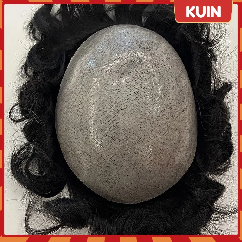 

Replacement System PU Mens Wig Men Toupee Hairpiece 100% Human Hair Double Knot 120-130% Density Soft Capillary Prosthesis Unit