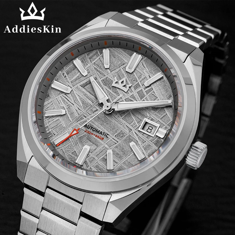 AddiesKin Luxury Men's Mechanical Watch Unique Meteorite Dial ST2130 Automatic Movement Sapphire Glass 200M Waterproof Luminous
