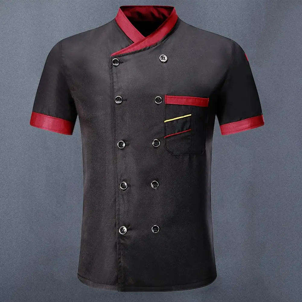 Cook Uniform Restaurant Women And Men Cook Kitchen Uniform Patch Pocket Super Breathable Chef Top Restaurant Garment