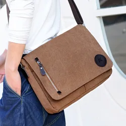 Weysfor Fashion Solid Canvas Messenger Satchel Bags Buckle Casual Portable Shoulder Bag Korean Trend Simple Pack For Men