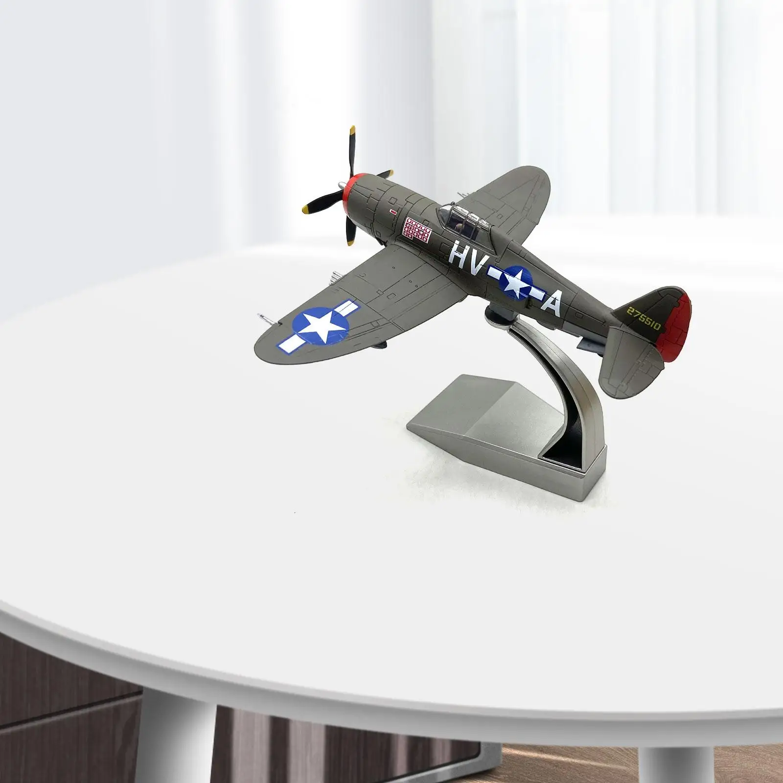 

1:72 Fighter Jet with Display Stand Diecast Plane Model Thunderbolt for Bedroom Office Home Tabletop Decor