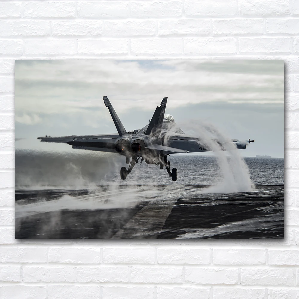 Printed Wall Art Fighter Jet Canvas Painting FA-18E Super Hornet Poster Modern Mural For Home Room Decor DIY Frame