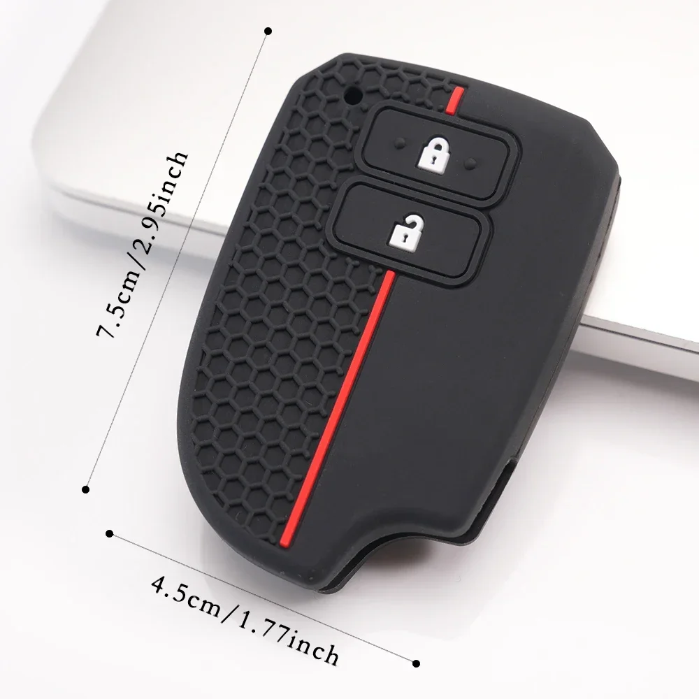 2 BTN Soft Silicone Car Key Case Fob For Toyota Prado Yaris Vios Previa Yarisl X Hiace Camry Corolla Verso Protect Keychain
