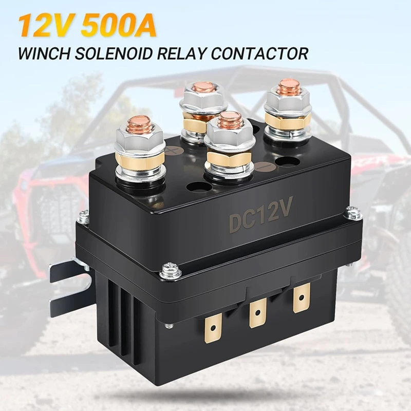 Winch Solenoid Relay Contactor 12V 500A Winch Relay Thumb Truck For 8000-15000Lbs ATV UTV Boat 4X 4 Vehicles Replacement