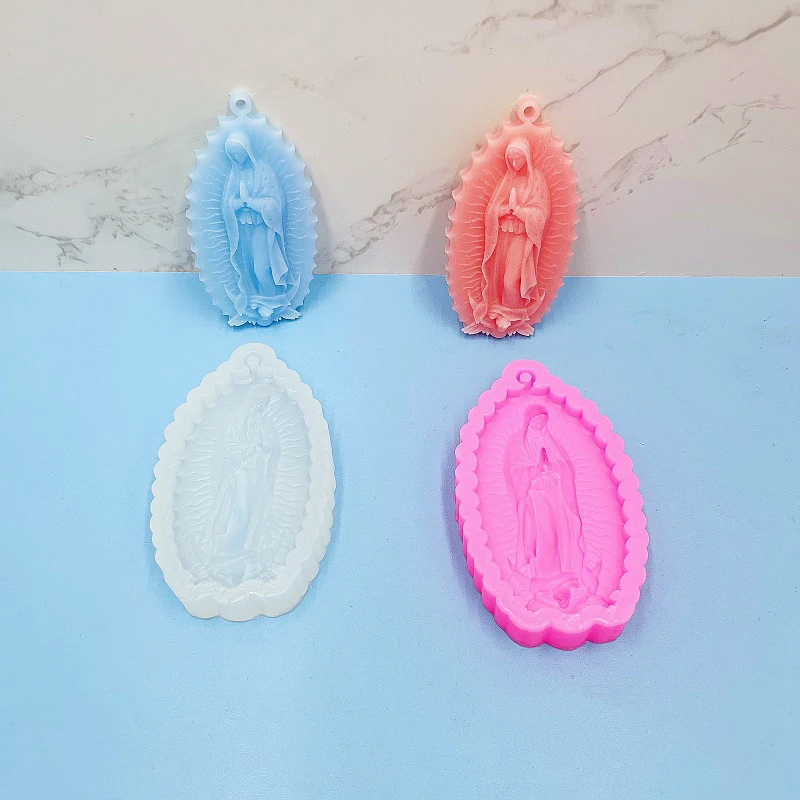 ثلاثية الأبعاد مريم العذراء شكل سيليكون شمعة قوالب النحت تمثال DIY بها بنفسك اليدوية المفاتيح قلادة الراتنج صنع الصابون صب رائحة الجبس #5