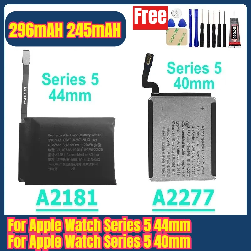 بطاريات ساعات A2181 A2277 لسلسلة ساعات أبل 5 44 ملم لسلسلة ساعات أبل 5 40 ملم + أدوات مجانية #1