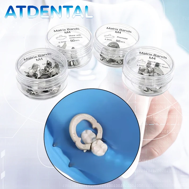 

50Pcs Dental Matrix Bands Metal Sectional Contoured Matrices for Molar Teeth Restoration Dentistry Tools Oral Care Durable