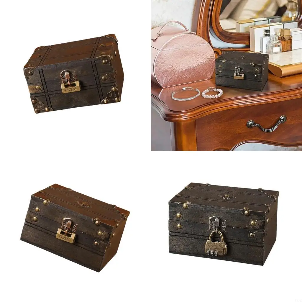 

Sturdy Seafaring Adventure Themed Lockable Box Antique Styles Storage Solution for Valuables and Memorabilia X3UC
