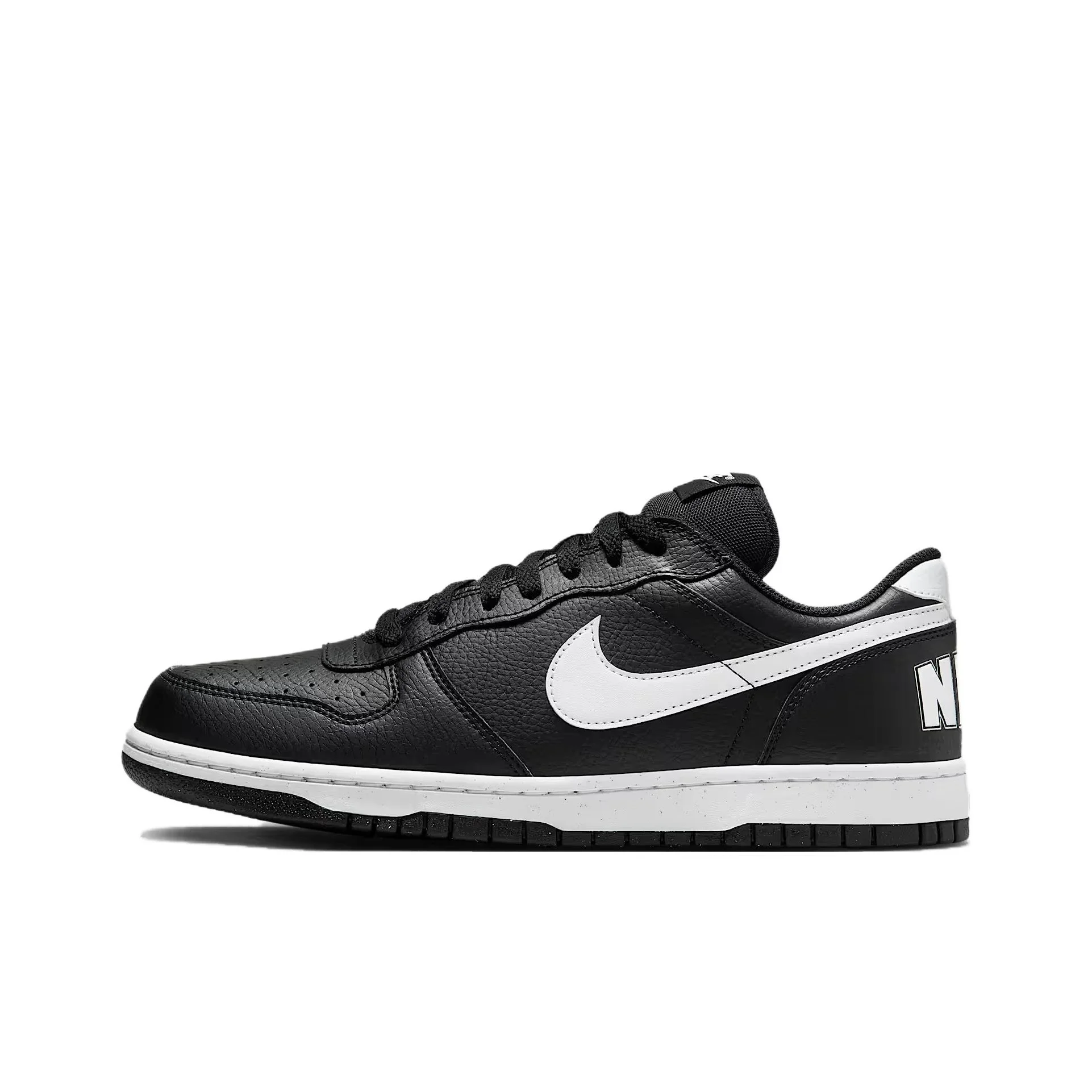 Nike Big Low Synthetic Leather, Split Cow Leather Casual Low top Skateboard Shoes Men's Black White 355152-016