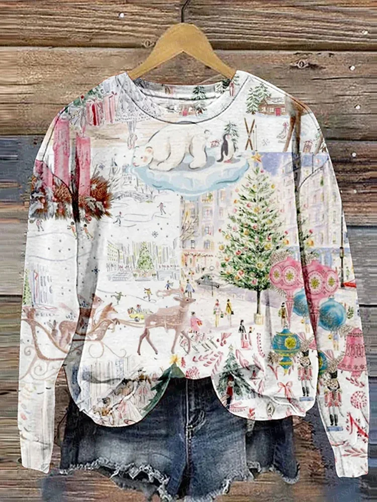 Teschio di Natale Babbo Natale Animali domestici Gesù Felpe Maglione 3DPrint Vintage Inverno Casual Harajuku Pullover Retro Maniche lunghe A9