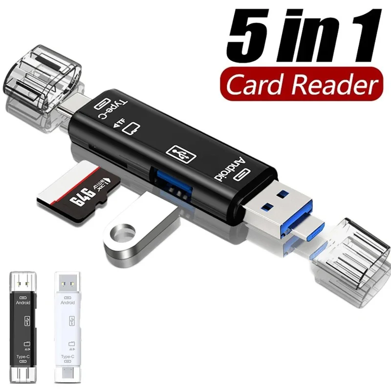 OTG Card Reader 5 In 1 Multifunction USB Type C USB Micro USB SD TF Memory Card Reader For Android Computer OTG Type C Adapter