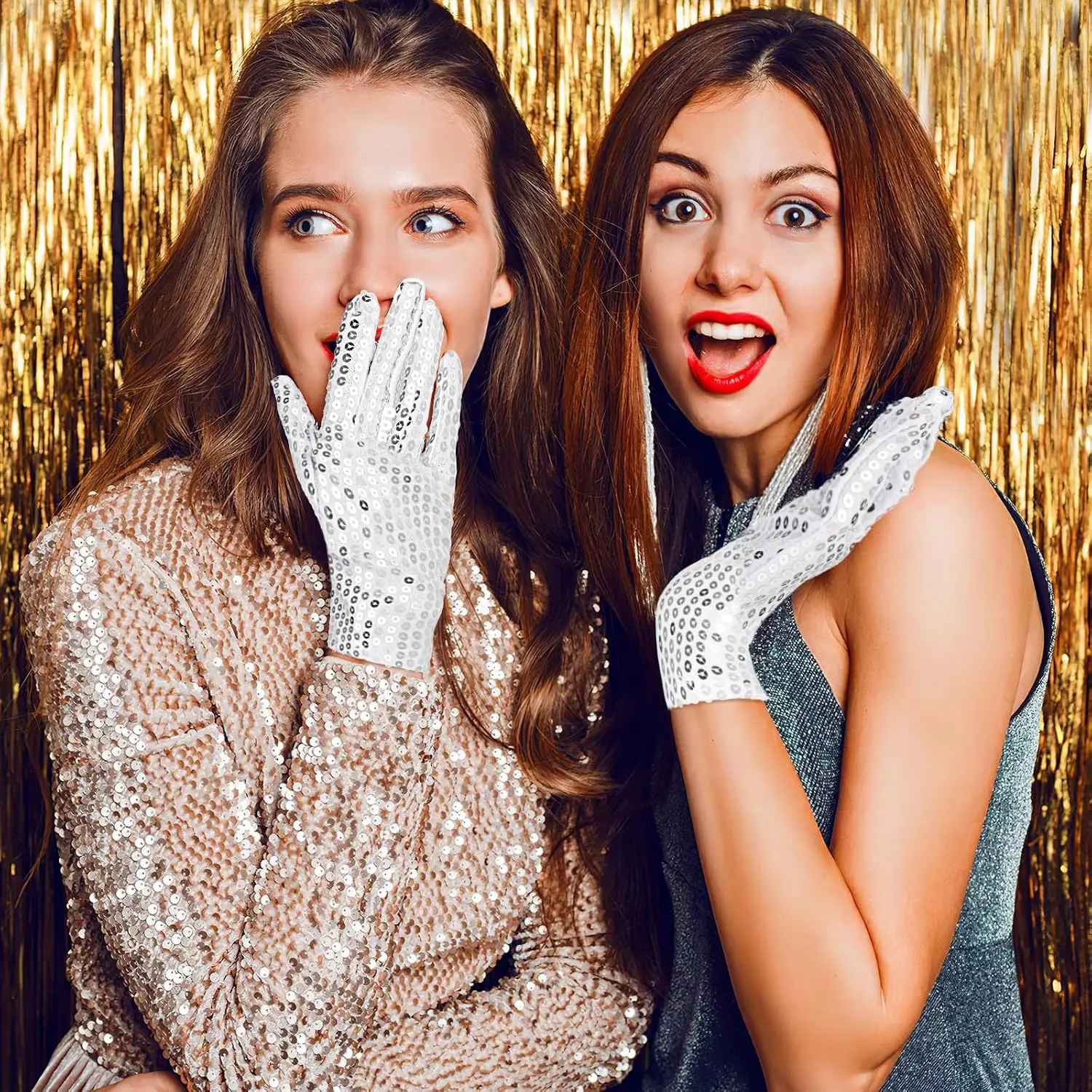 Professional Shiny Sequined Performance Gloves for Disco Stage Nightclub Dance Party Michael Jackson Style Show Gloves Kit