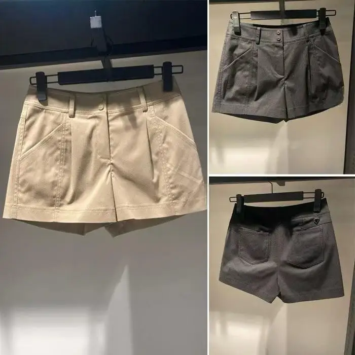 New Ladies Solid Color Golf Shorts Casual Versatile Athletic Short Trousers Golf Wear