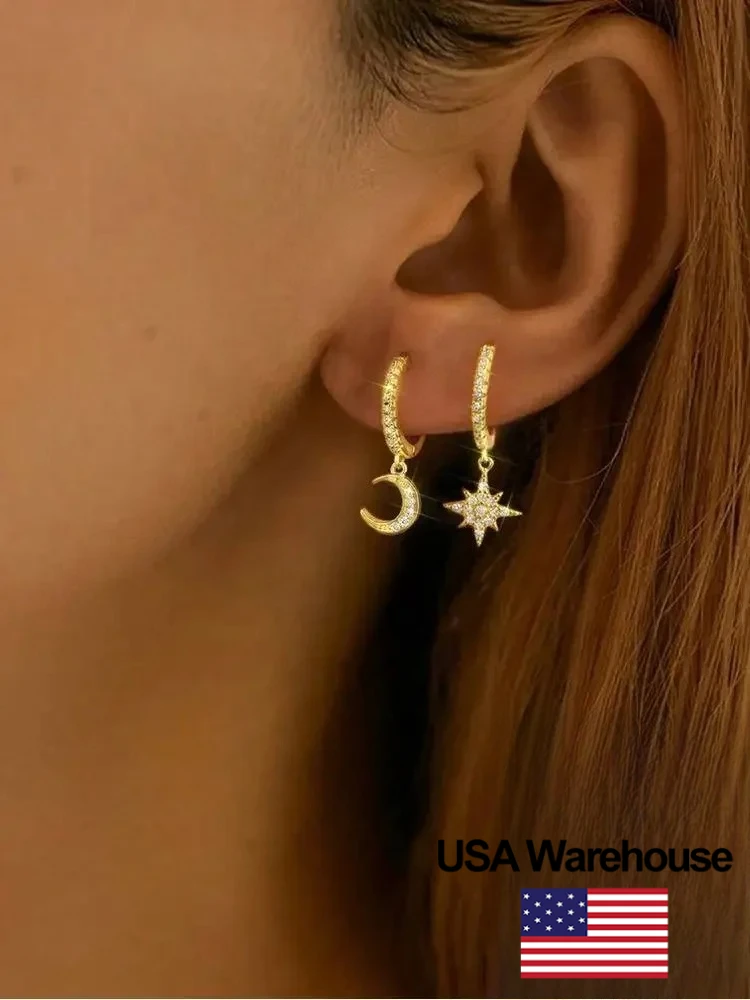 

Кольцо из стерлингового серебра 925 пробы со звездой и луной, сверкающее циркониевое кольцо для женщин, обручальное, свадебное, роскошное, модное, высокое качество, ювелирные изделия