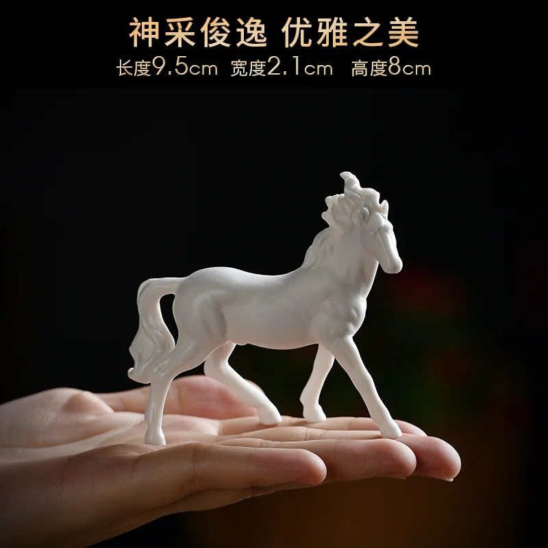 Boutique Blanc De Chine Animal White Horse Desktop Small Ornaments Home Gardening Sand Tray Water Purifier Landscaping Ceramic A