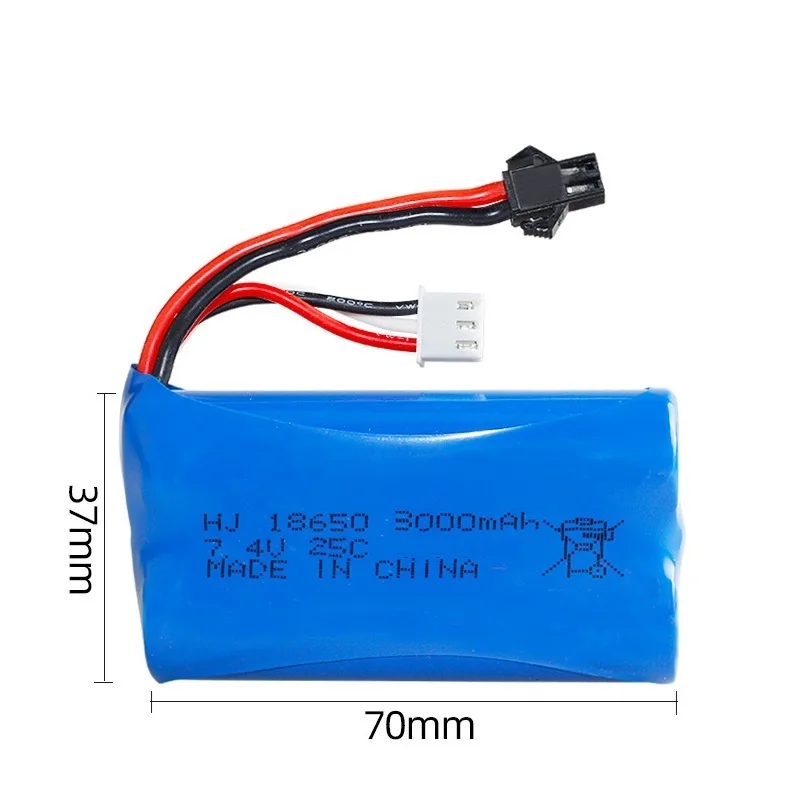 2Pcs/Sets 7.4V 3000mAh 18650 lipo battery For Remote Control Helicopter Car Boats Tanks Trucks RC Toys parts 25C 2S 7.4V battery