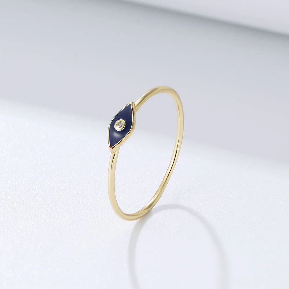 خواتم مطلية بالذهب 14 قيراط للنساء ، مجوهرات إيبوكسي للعيون الشريرة ، زركونيا مكعب #3