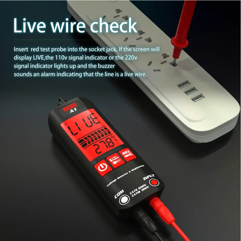 Multimètre numérique intelligent anti-brûlure, A1, entièrement automatique, rétroéclairage LCD, tension Ohm NCV Hz, testeur de fil sous tension