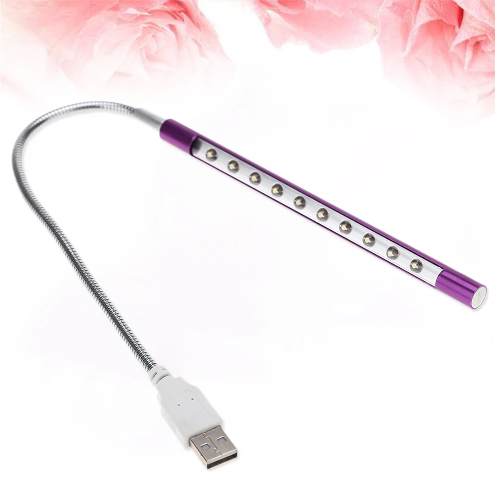 10 LED Flexible Gooseneck Reading Lamp Portable Usb Powered Led Desk Light Wand Eye Protection Small Book Light