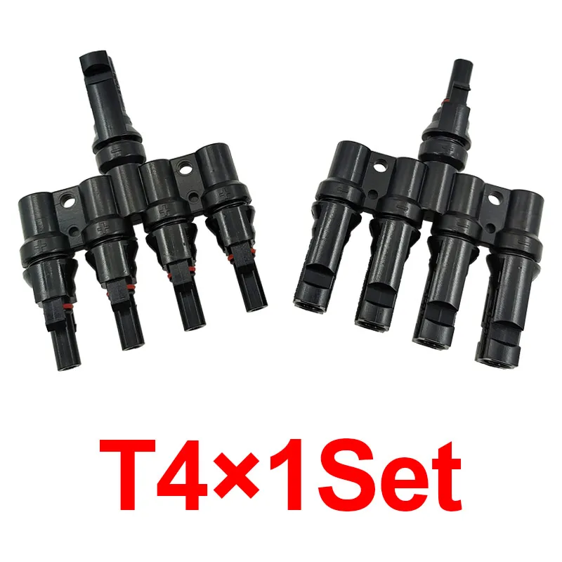 1 Pair IP67 Approved 4 to 1 Male With Female Solar PV Connector T Type Solar 100% PP0 Parallel DIY Solar Kits System T Branch