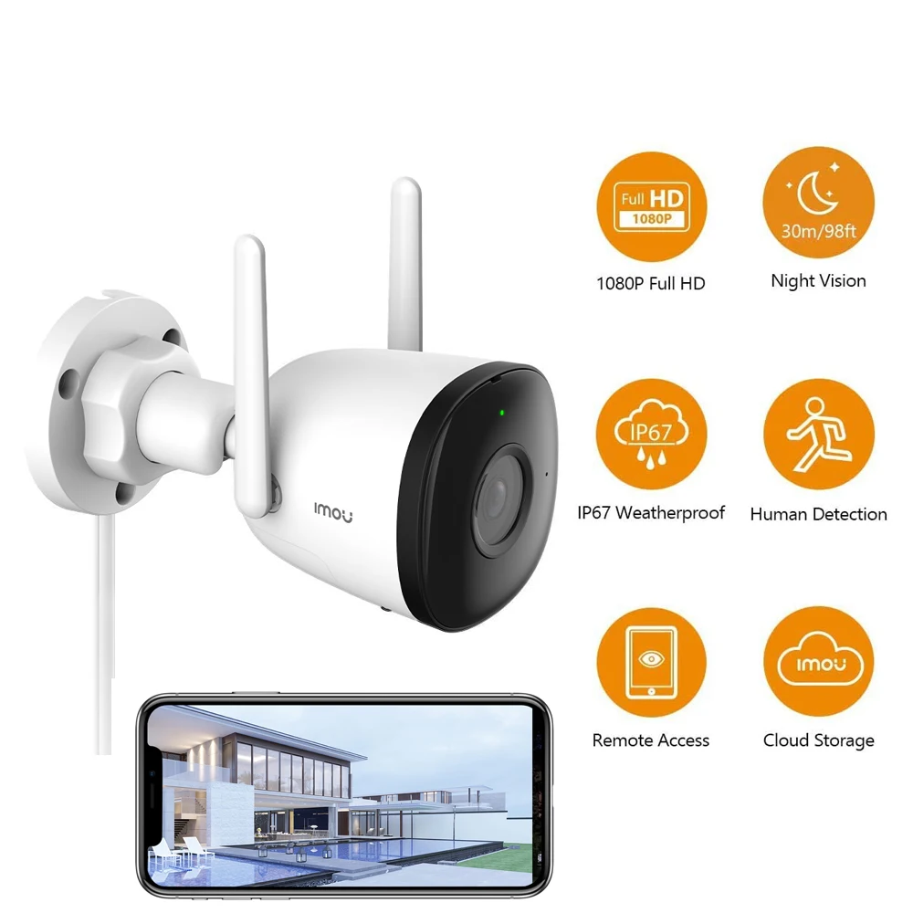 imou camera de visao noturna ao ar livre com antena dupla a prova de intemperies deteccao humana ai bala 2c wi fi 4mp 2mp ip67 01