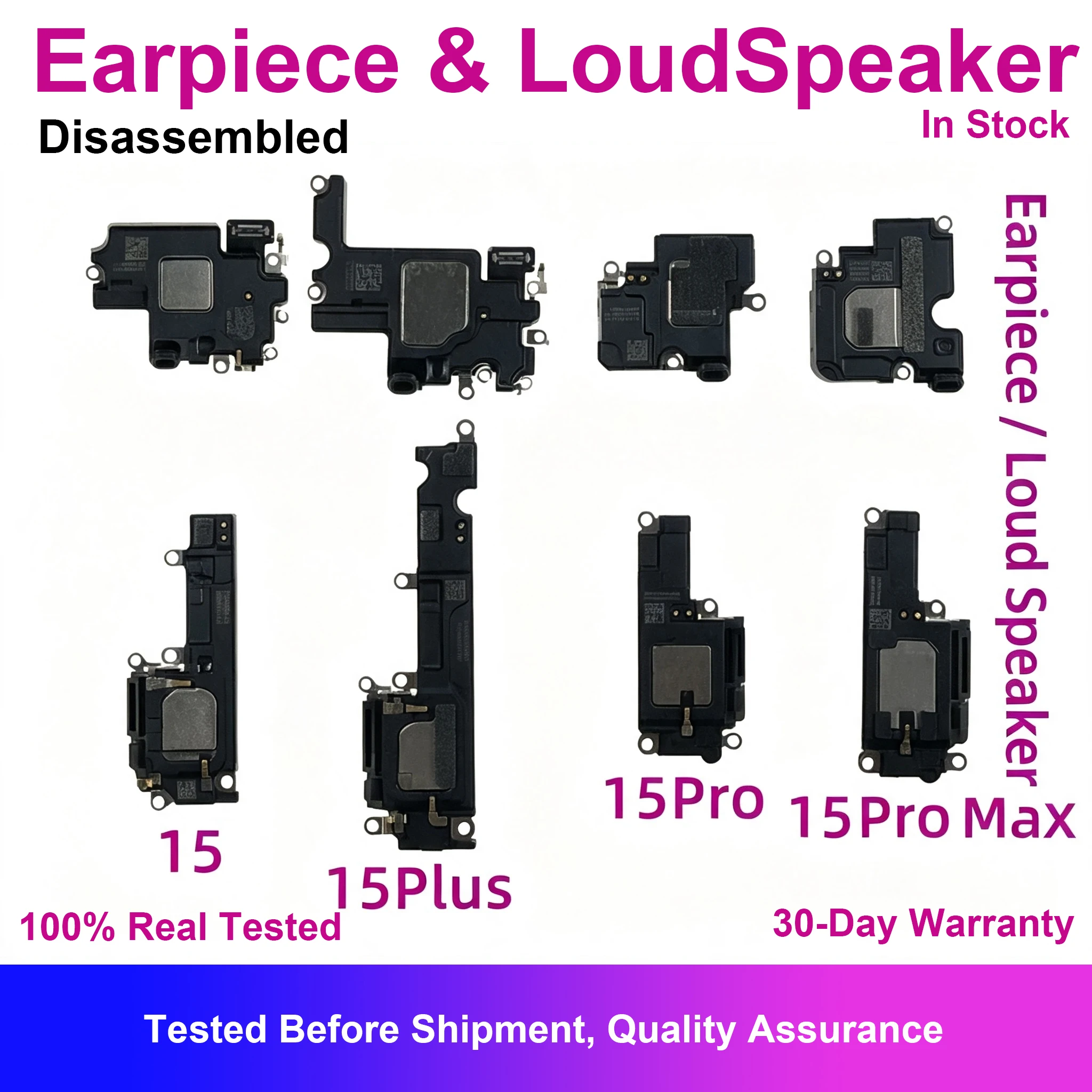 Top Ear Earpiece Speaker Loudspeaker For iPhone 15 Pro Max Plus EarPhone Receiver No Flex Cable Sound Replacement Repair Part