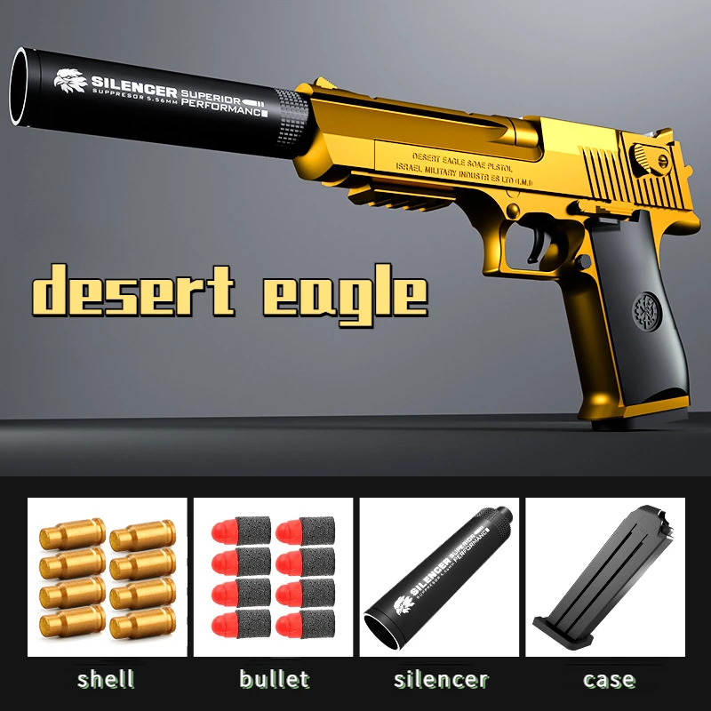 Desert Eagle Soft Foam Bullet Toy Gun para meninos e meninas, Airsoft Pistol, arma CS ao ar livre, jogo de tiro, presente de aniversário, Shell ejeção