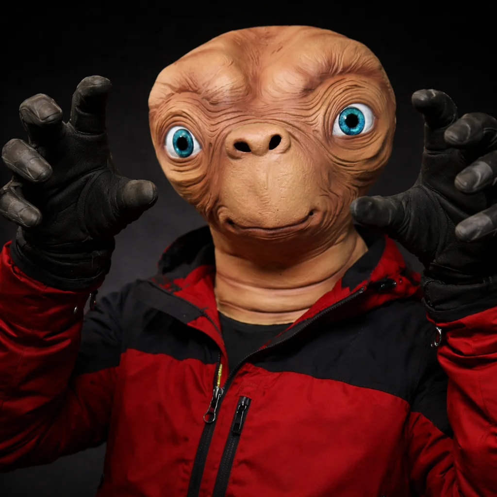 ET Alien Máscara de látex Halloween Carnaval Fiesta Película E.T. el cosplay realista extraterrestre espeluznante E.T. Máscara de cabeza completa alienígena