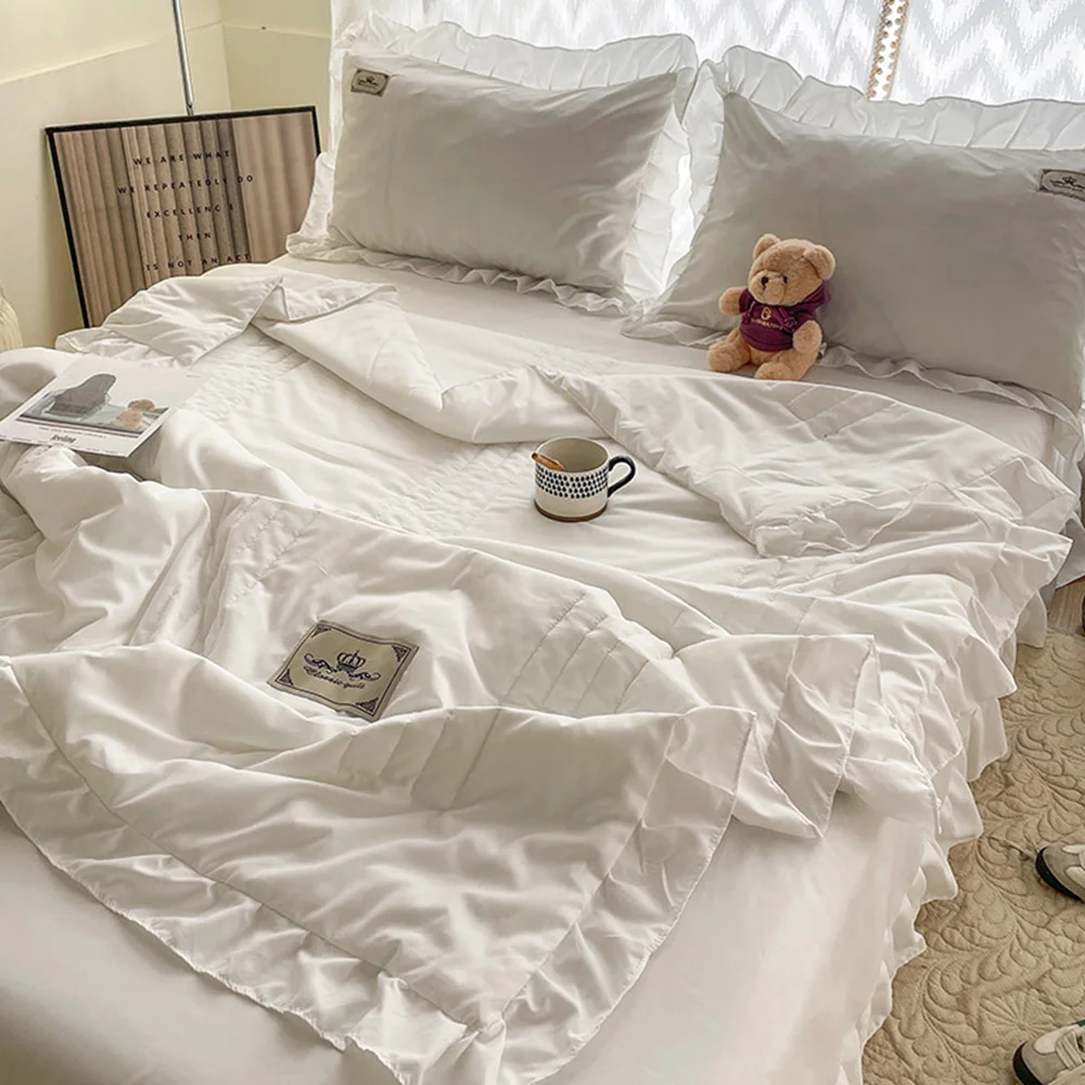 Washed Cotton Bedding Lace Summer Quilt Set Couple Air Conditioner Comforter Bedspread on The Bed Linen BedSheets Double Sheets