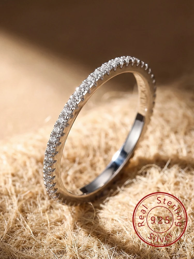 Simplicity Advanced Fashionable Full Zircon Ring For Women 925 Sterling Silver Daily Party Luxury High Quality Fine Jewelry