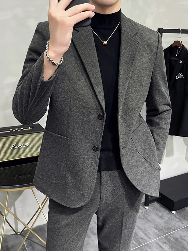 1-A141   Jacket Men's Spring and Autumn 2024 New High-end Sense Business Dress Casual Thickened Suit Top