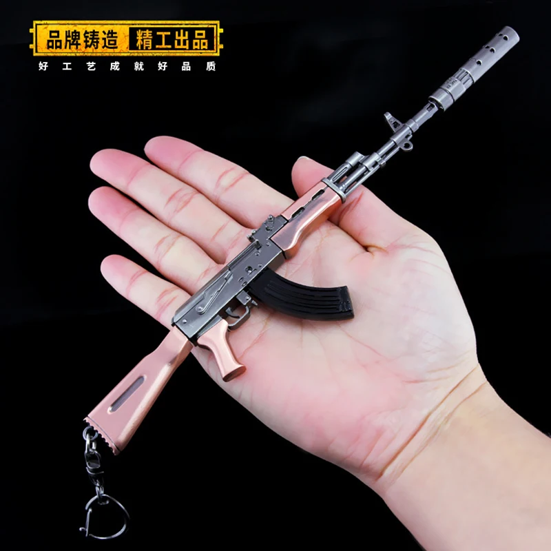 21cm AKM karabin szturmowy Metal Gun broń miniatury AK-47 1/6 żołnierz sprzęt akcesoria wojskowe broń palna zabawki chłopcy brelok